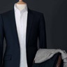 Men's Navy Blue Luxury Cashmere Suit. Single Front Button 